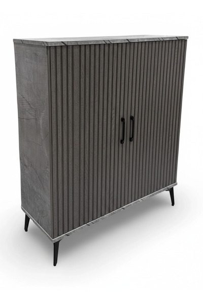 Generic Modern Line Shoe Cabinet - Vertical Grooved Design (80x32x95 cm)