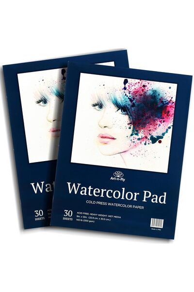Art-n-Fly Set de 2 blocuri de desen cu hârtie de acuarelă, câte 30 de coli, 3...