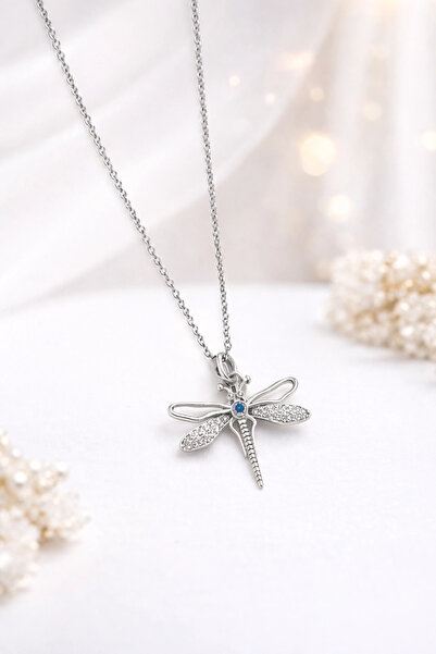 naaksesuar Silver Color Steel Dragonfly Necklace