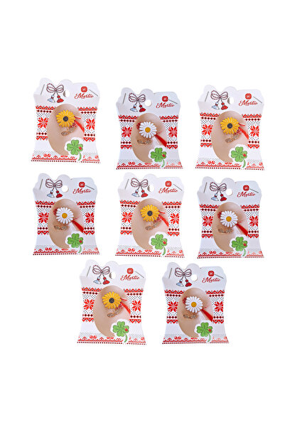 HYVESTO Set 8 Brose Martisor Flori Albe si Galbene, Metal Premium, Snur Alb-R...