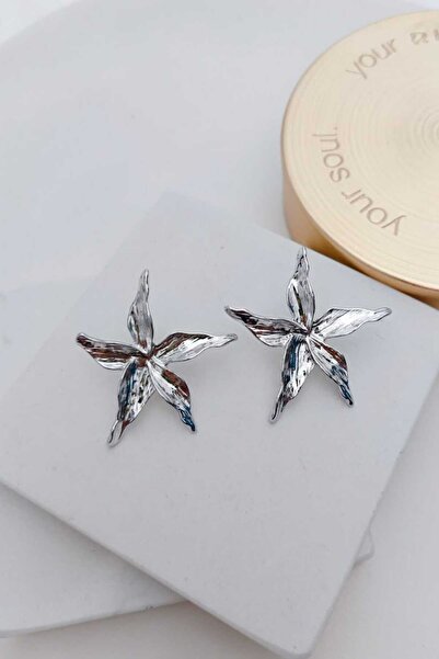 KYOLA DESİGN Wavy Star Silver Color Women's Earrings