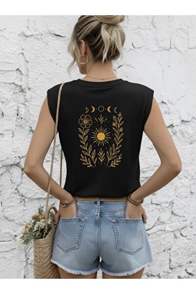 FUFLUNS Tricou supradimensionat fără mâneci pentru femei, cu imprimeu floral ...