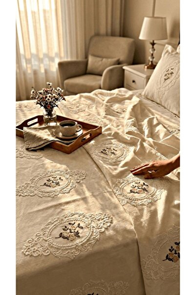 miar home perde tekstil Double Embroidered Bedspread Set – 2 Pillowcases Incl...