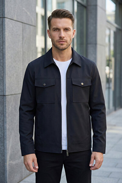 MOVENTO Men's Pocket Detailed Transitional Jacket