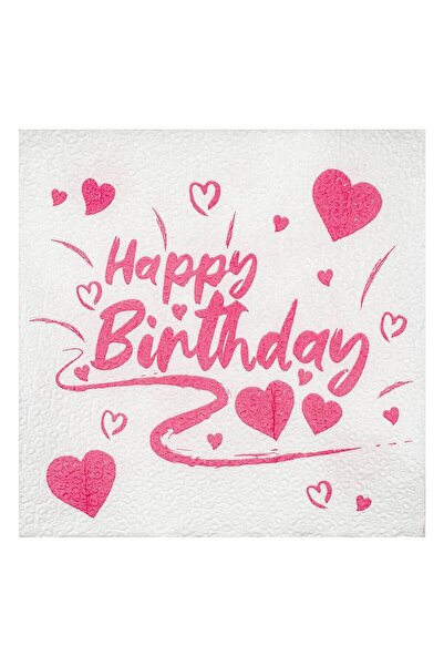 OEM 1-Ply Table Napkins Happy Birthday Hearts 33x33cm - 40pcs