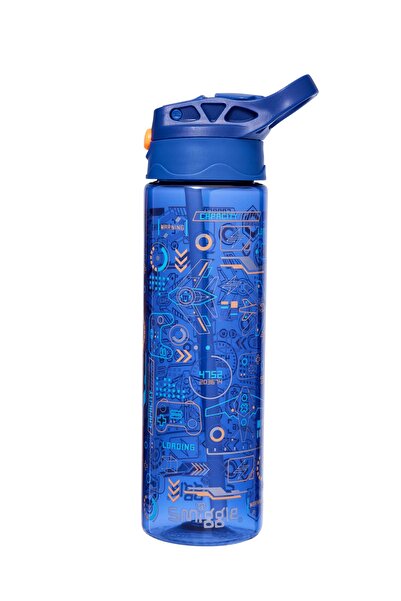 SMIGGLE Beta 650ml Plastic Water Bottle with Straw – Navy