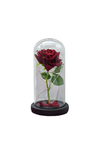 Zet Trandafir în cupolă de sticlă cu lumină LED – Aranjament floral elegant, ...