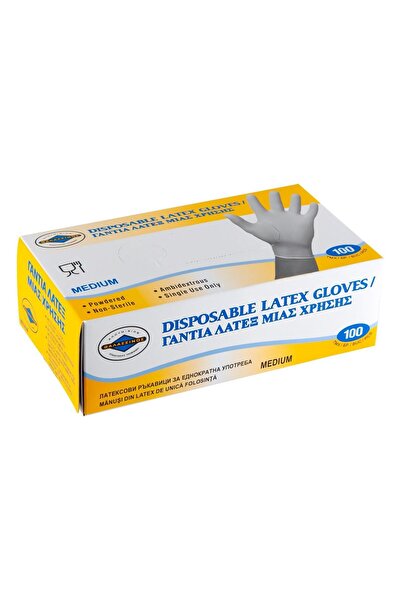OEM Disposable White Latex Gloves M - 100pcs.