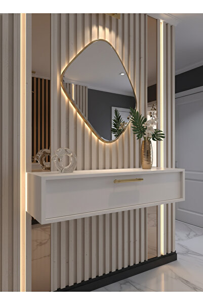 online fırsat mutlu ol mutlu kal Resital Dresuar Beyaz Gold - Modern Duvara M...