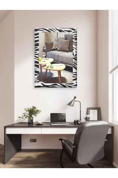 ESLEM Zebra Desenli Baskılı Dekoratif Ayna | Modern Duvar Aynası | Şık Oda & ...