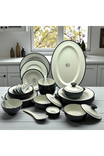 cc bin shihon Melamine dinner set, two colors, 40 pieces, for 6 people, break...