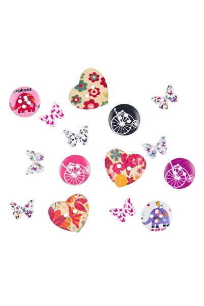 OEM Set Nasturi Decorativi pentru Creatii Inimi Fluturi - 15buc