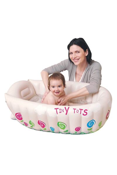 OEM White Baby Inflatable Bathtub with Colorful Flowers 91x61x29cm