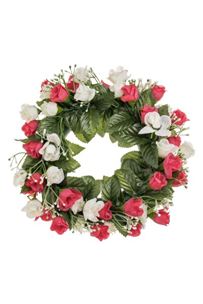 OEM Decorative Spring Wreath with White Pink Roses Ø27cm