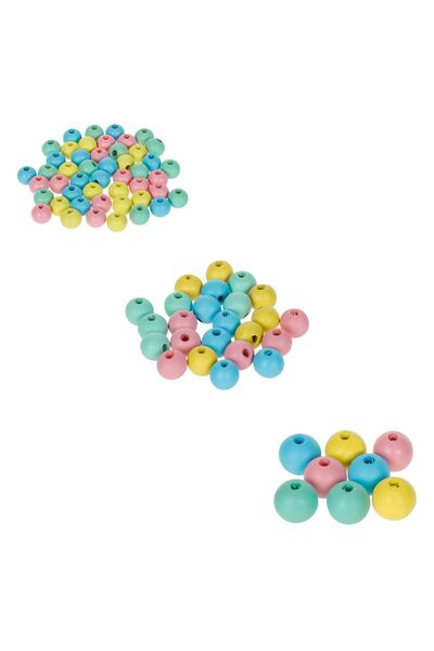 OEM Margele Multicolore din Lemn 3 Dimensiuni - 80 buc