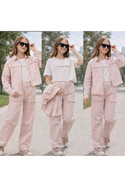 KOKOŞ BEBEK Κοριτσίστικο Τζιν Μπουφάν, Μπλουζάκι, Παντελόνι, Σετ 3 τεμαχίων O...