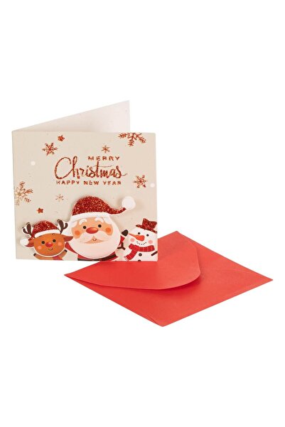 OEM Felicitare de Craciun D Mos Craciun Cerb Glitter Rosu "Merry Christmas" 7...