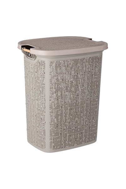 OEM Brown Laundry Basket with Wooden Handles 46x37x57.5cm - 60L