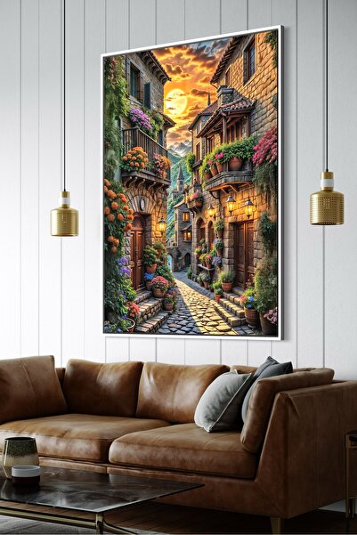 ARTAN GALLERY İtalyan Kadife Avrupa Sokak Manzarası Duvar Tablosu | Yağlı Boy...