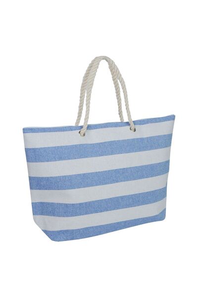 OEM Geanta Bej Bleu cu Dungi pentru Plaja 56x43x15cm