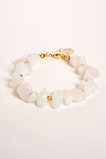 Neesa سوار مصنوع يدويًا من حجر القمر الأبيض الطبيعي