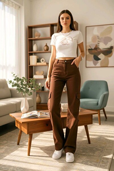 NWC Clara Stretch Fabric Women's Dark Cargo Wash Super High Waist Loose Leg D...