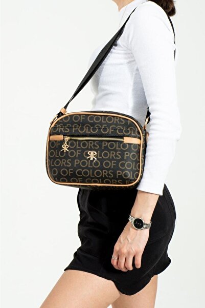 Çanta Trend Polo of Colors Empirme Print Black Camel Women's Shoulder and Cro...
