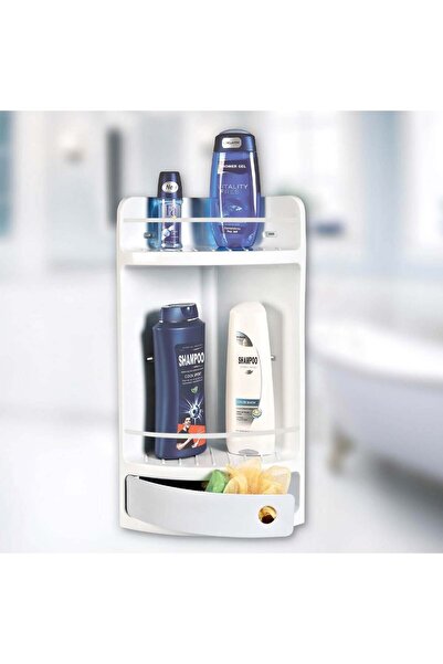 OEM White Plastic Bathroom Shelf with Drawer 29x18x41cm