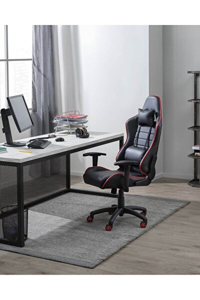 OEM Scaun Gaming pro JRH,King Size, Cadru Otel, Piele Sintetica – negru cu rosu