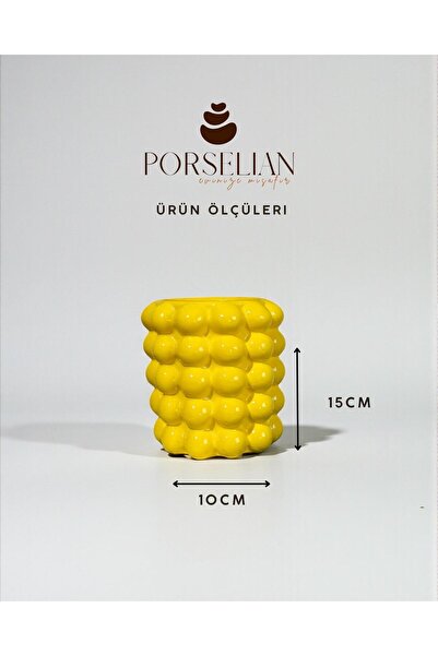 Porselian Dekoratif Beton Bubble (Balon) Vazo & Saksı 15x10 cm
