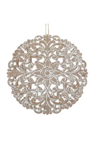 OEM Ethnic Wall Decoration Made of Carved Wood Brushed White Flower Pattern Ø...