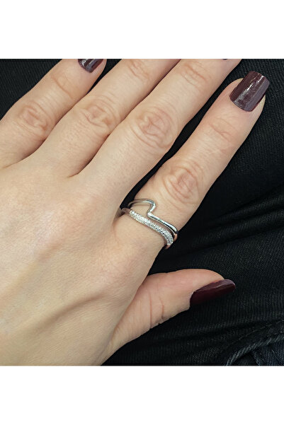 GOX Double Row Stone Curved Ring