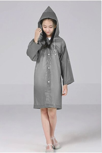 DEV 3 ADAM Unisex Παιδικό γκρι αδιάβροχο μπουφάν με κουκούλα και κουμπώματα