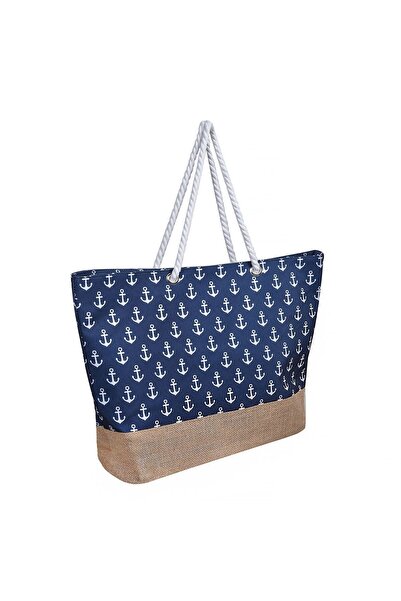 OEM Geanta Albastra cu Model Ancore pentru Plaja 54x14x38cm