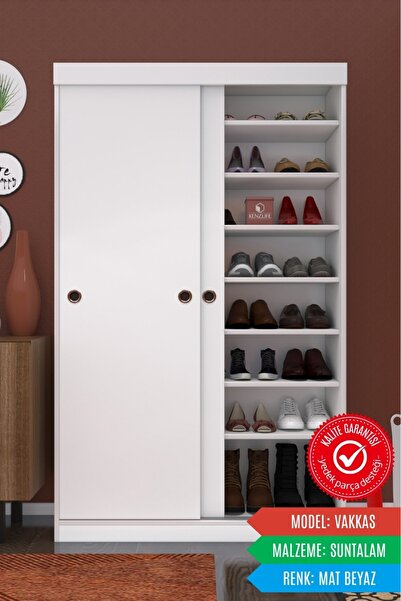 Kenzlife ayakkabılık vakkas aynalı mat beyaz 180*110*40 suntalam 40 çift ayak...