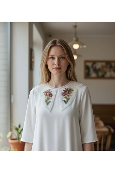 Bohem kutusu İşlemeli Seyyar Tül Yaka