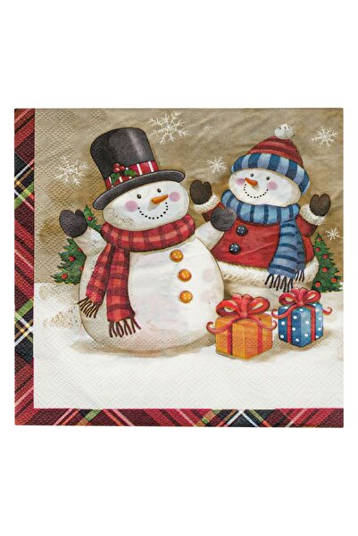 OEM Servetele de Masa cu 2 Straturi Om de Zapada & Carouri pe Margine 33x33cm...