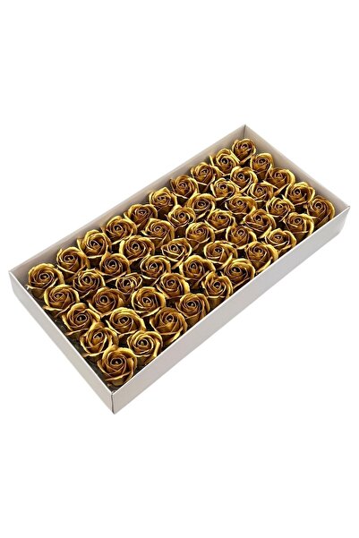 AFO Set 50 trandafiri sapun parfumati, atingere reala, auriu