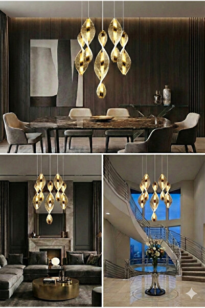 Akgül Mars 6'li Gold Kumandalı Avize