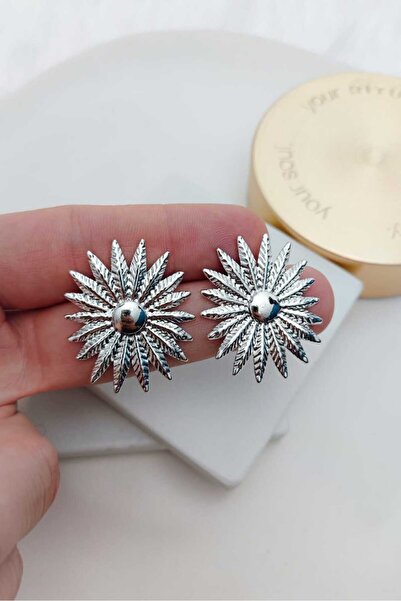 KYOLA DESİGN Iconic Daisy Silver Color Women's Earrings