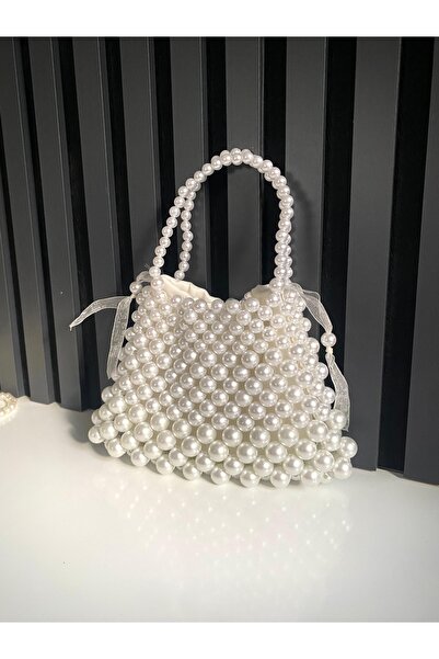 Hümzeyy home Beyaz özel tasarım incili çanta ölçü boy 19 en 18 diğer ürünlerl...