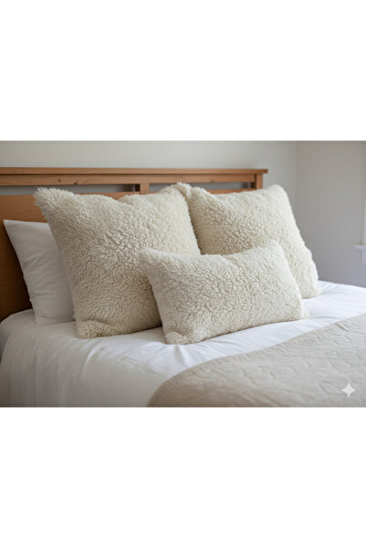 hoaryage Ultra Soft Natural Fur Throw Pillow, Natural Lamb Fur Cushion