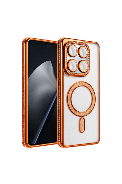 cepmoda "Mi 15t Pro" Stoned Glitter Magsafe Phone Case - Luxury Cover with Le...