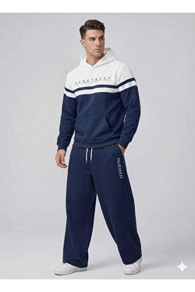 KVİNS Σετ φόρμας με φαρδιά γραμμή, 3 κλωστές, σεραντόνε, με κουκούλα, φούτερ ...