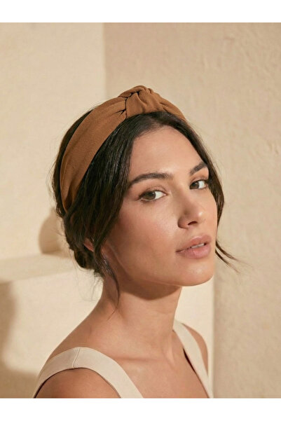 MegssStore Ανοιχτό καφέ κορώνα με κρεπ και κόμπους