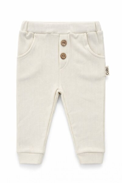 Pure Boutique Pantaloni bebe bumbac rib elastic talie moale cu buzunare unisex