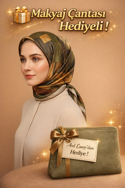 Levidor 90X90 Silk-Look Brown - Khaki Green Colored Scarf – Non-Slip Twill St...