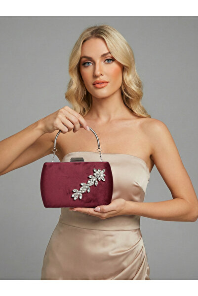 Biçanta Geantă de seară pentru femei, din piele de căprioară de lux, cu crist...