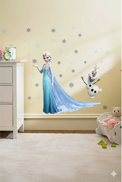 EVCİ STİCKER MARKET Kız Çocuk Odası Elsa Frozen Karlar Ülkesi Duvar Sticker