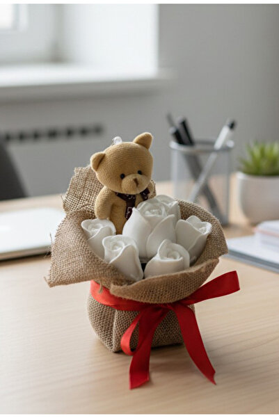 Mithbox Beyaz Güller Taş Tozu Aranjmanı Sevgiliye Anneye Arkadaşa Hediye + Ay...